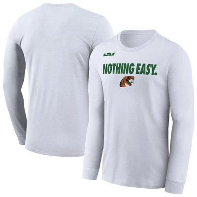 Men's Nike x LeBron James White Florida A&M Rattlers 2025 On-Court Bench Long Sleeve T-Shirt