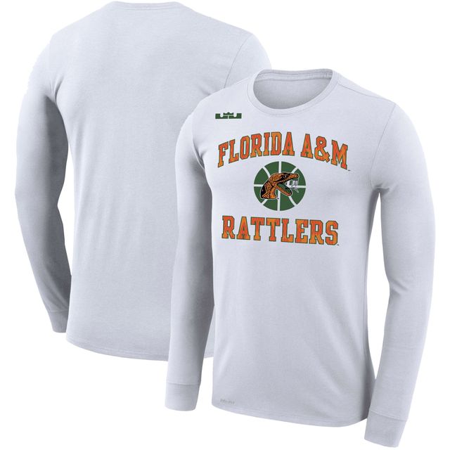 T-shirt à manches longues Nike x LeBron James Florida A&M Rattlers Collection Legend Performance pour homme, blanc