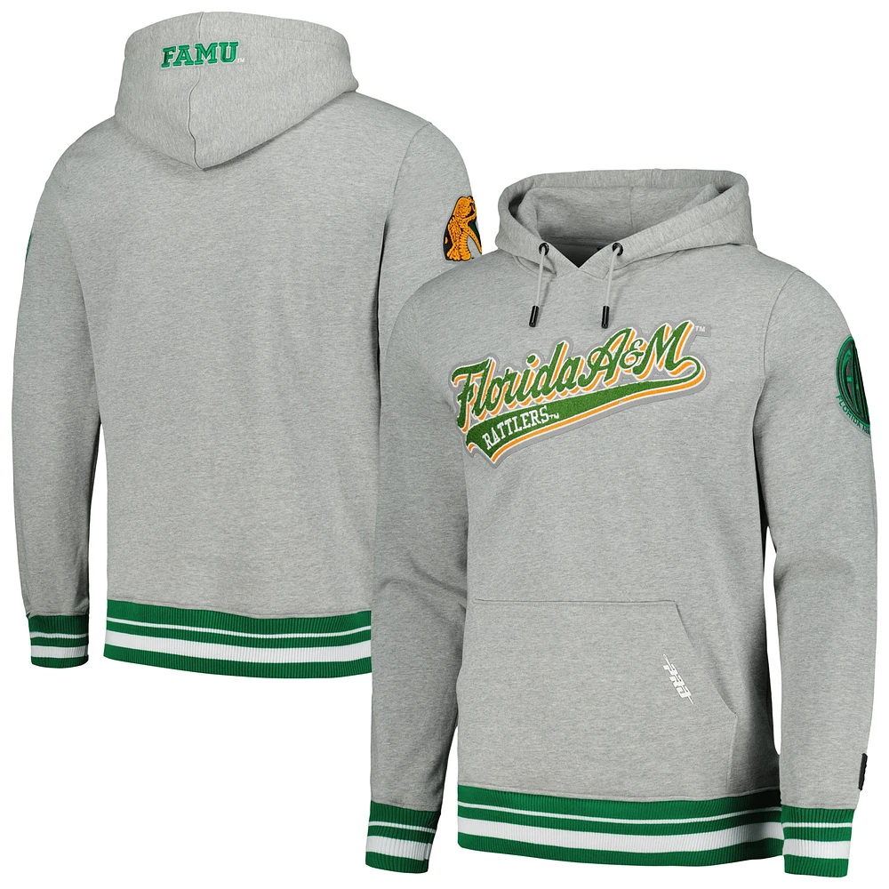 Men's Pro Standard Heather Gray Florida A&M Rattlers Script Tail Pullover Hoodie