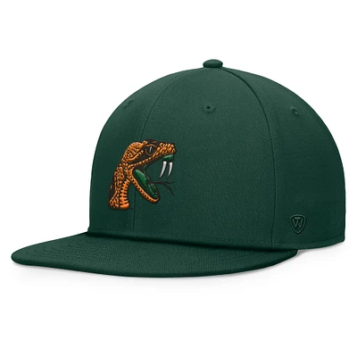 Casquette Snapback fondamentale Top of the World verte Florida A&M Rattlers pour hommes