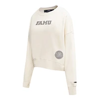 Women's Pro Standard Cream Florida A&M Rattlers French Terry Boxy Cropped Pullover Crewneck