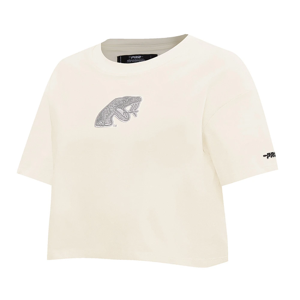 Women's Pro Standard Cream Florida A&M Rattlers Reverse French Terry Boxy Cropped T-Shirt