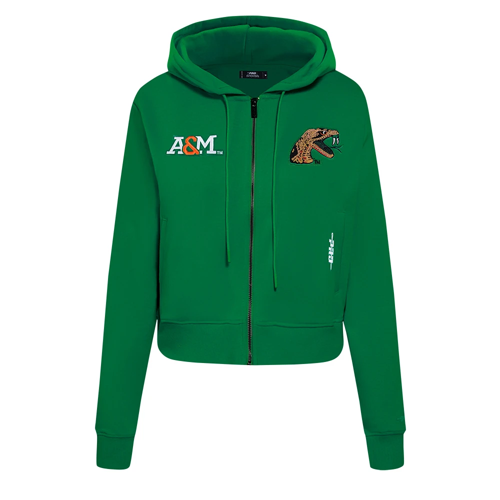 Veste à capuche entièrement zippée sequins Pro Standard pour femme, couleur verte, Florida A&M Rattlers Game Day