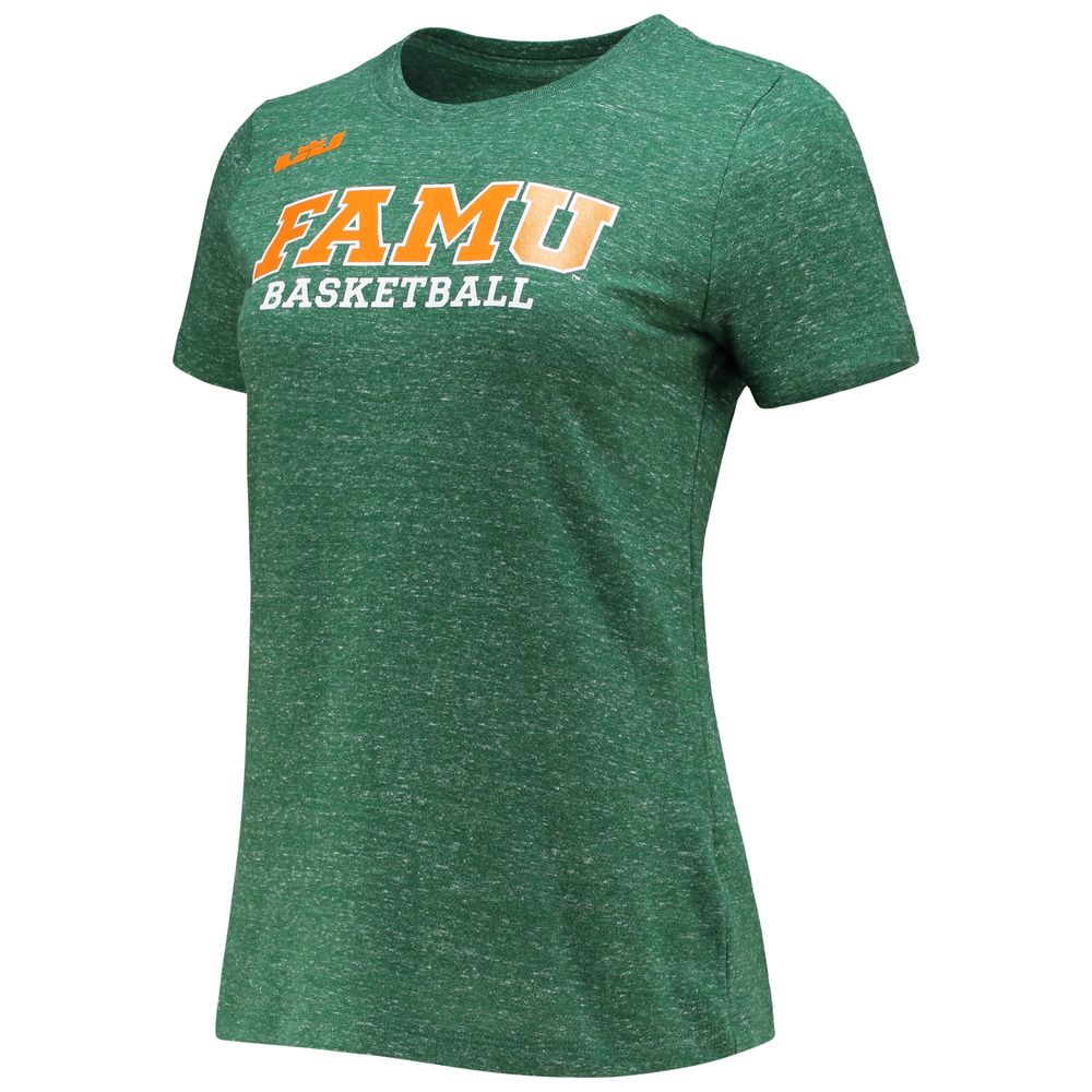 Women's Nike x LeBron James Heathered Green Florida A&M Rattlers Basketball Varsity T-Shirt