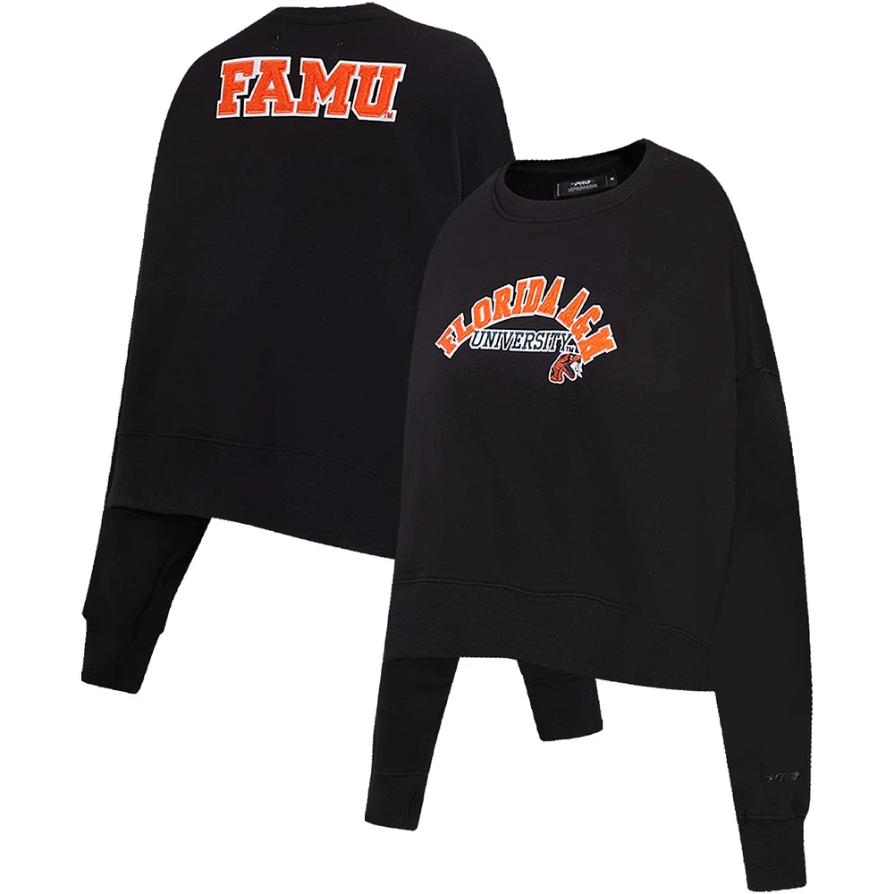 Women's Pro Standard Black Florida A&M Rattlers Classic 3-Hit Pullover Sweatshirt