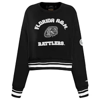 Women's Pro Standard  Black Florida A&M Rattlers Pearl Cropped Pullover Sweatshirt