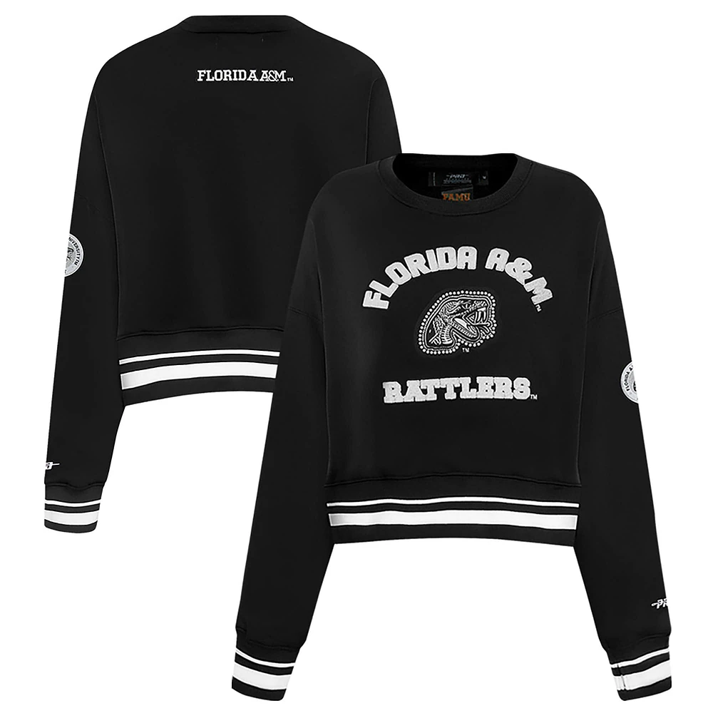 Sweat-shirt court à enfiler Pro Standard noir pour femme Florida A&M Rattlers Pearl