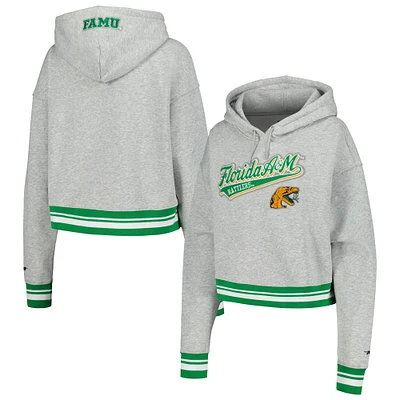 Sweat à capuche court en polaire Pro Standard Heather Grey Florida A&M Rattlers Script Tail pour femmes