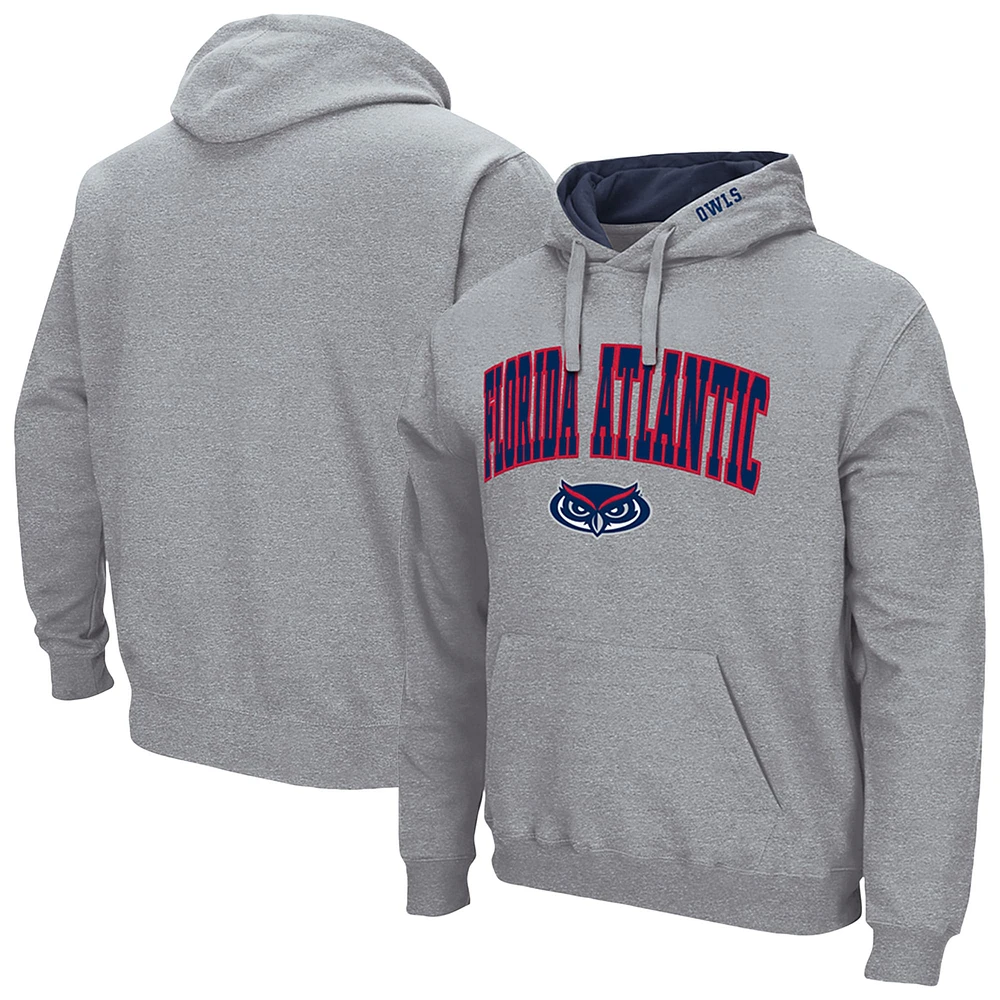 Men's Colosseum Heather Gray Florida Atlantic Owls Arch & Logo 3.0 Pullover Hoodie