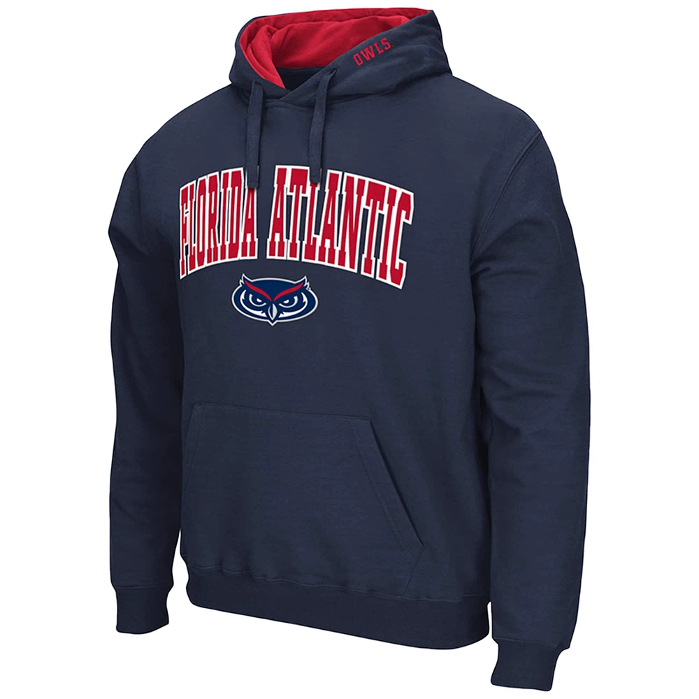 Men's Colosseum Navy Florida Atlantic Owls Arch & Logo 3.0 Pullover Hoodie