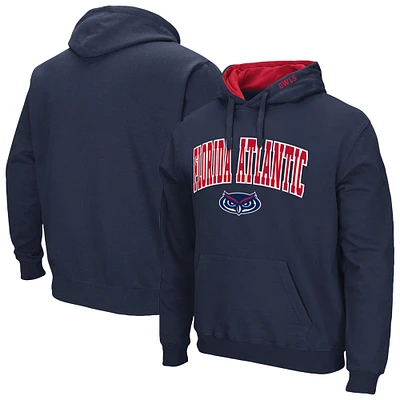 Men's Colosseum Navy Florida Atlantic Owls Arch & Logo 3.0 Pullover Hoodie