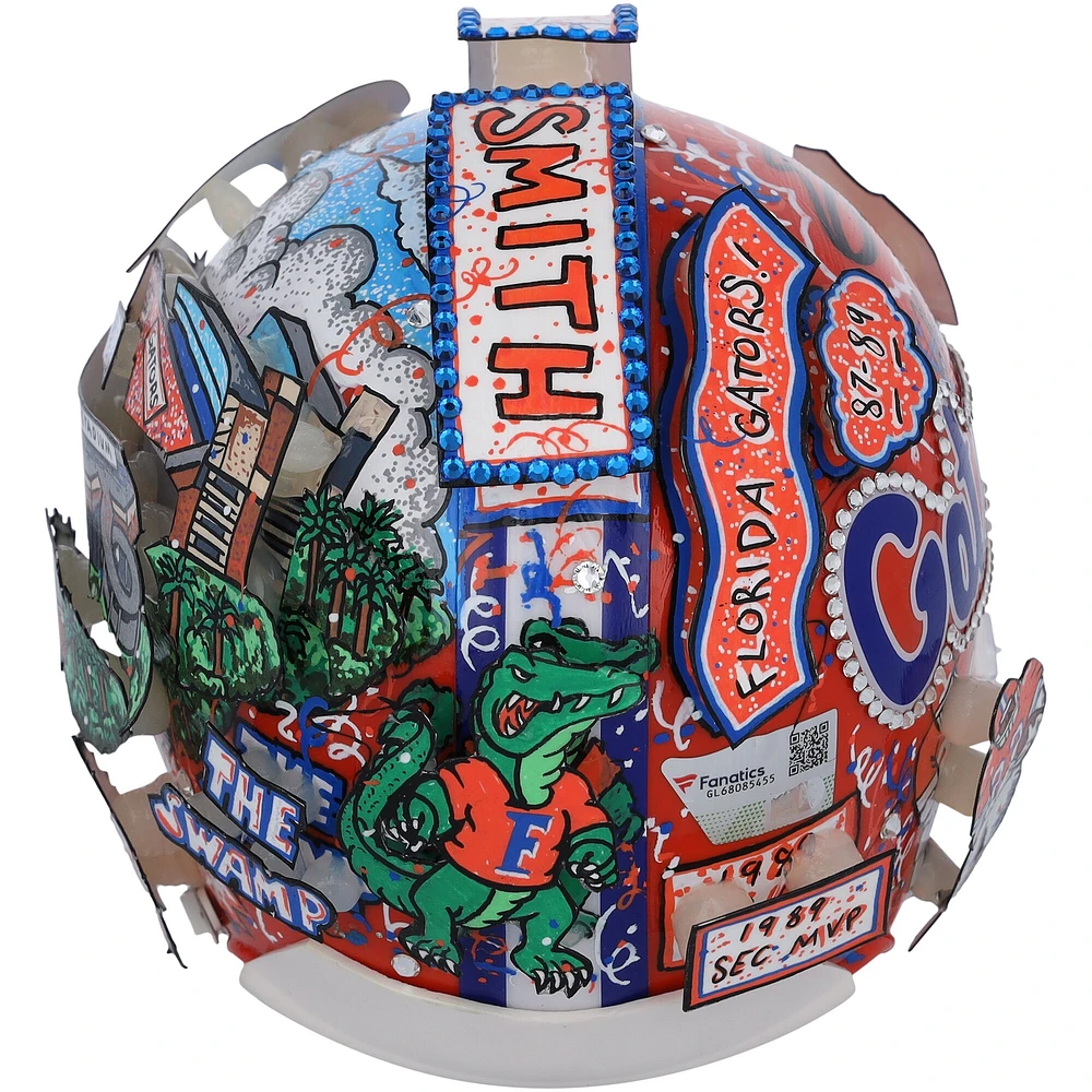 Emmitt Smith Florida Gators Autographed Riddell VSR4 Mini Helmet - Art by Charles Fazzino - GL68085455