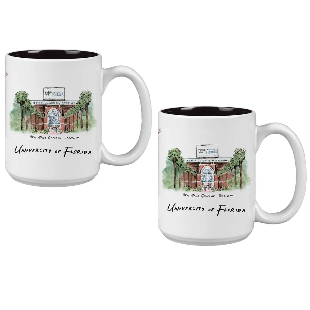 Lot de 2 tasses de 15 oz des Florida Gators. Ensemble de tasses Laura Wilcox University