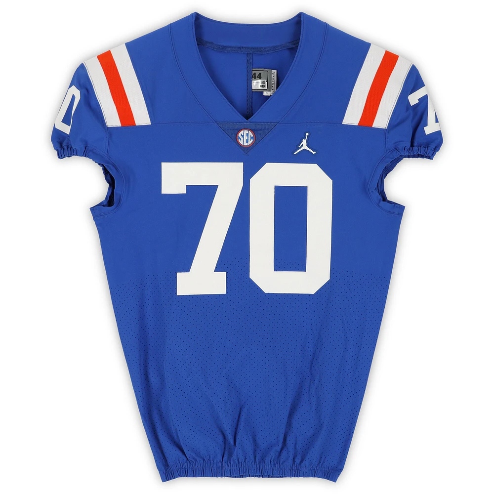 Florida Gators Team-Issued #70 Blue Throwback Jersey from the 2020-21 NCAA Football Seasons