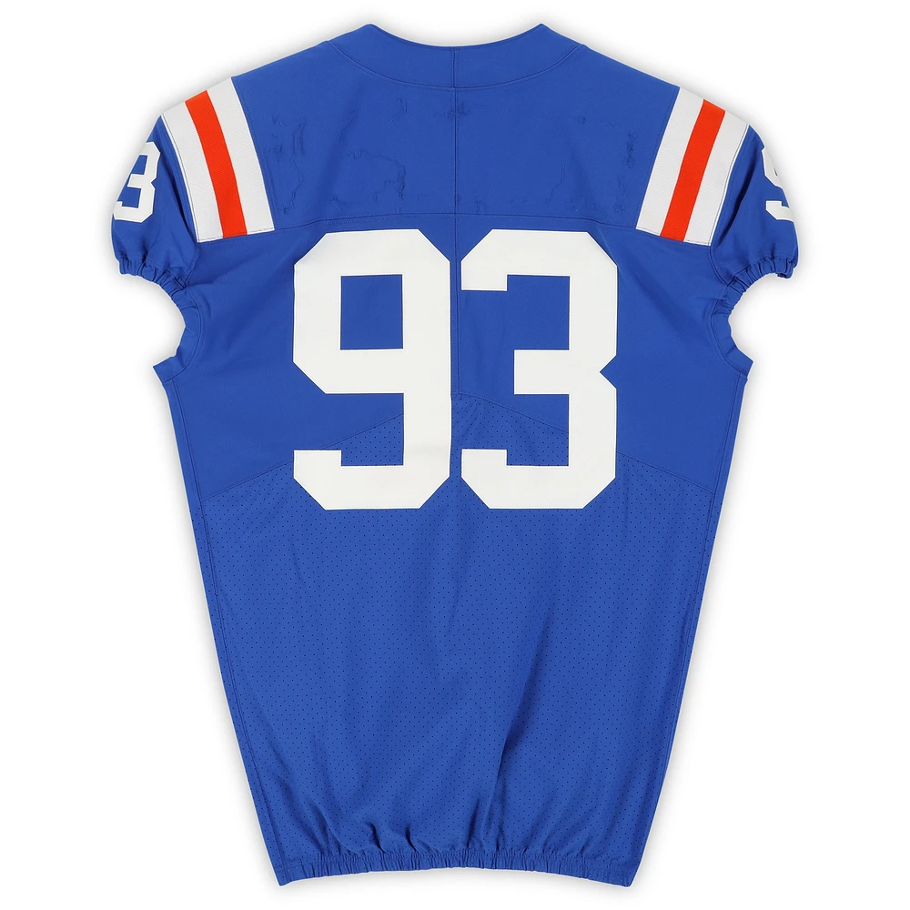 Florida Gators Team-Issued #93 Blue Throwback Jersey from the 2020-21 NCAA Football Seasons