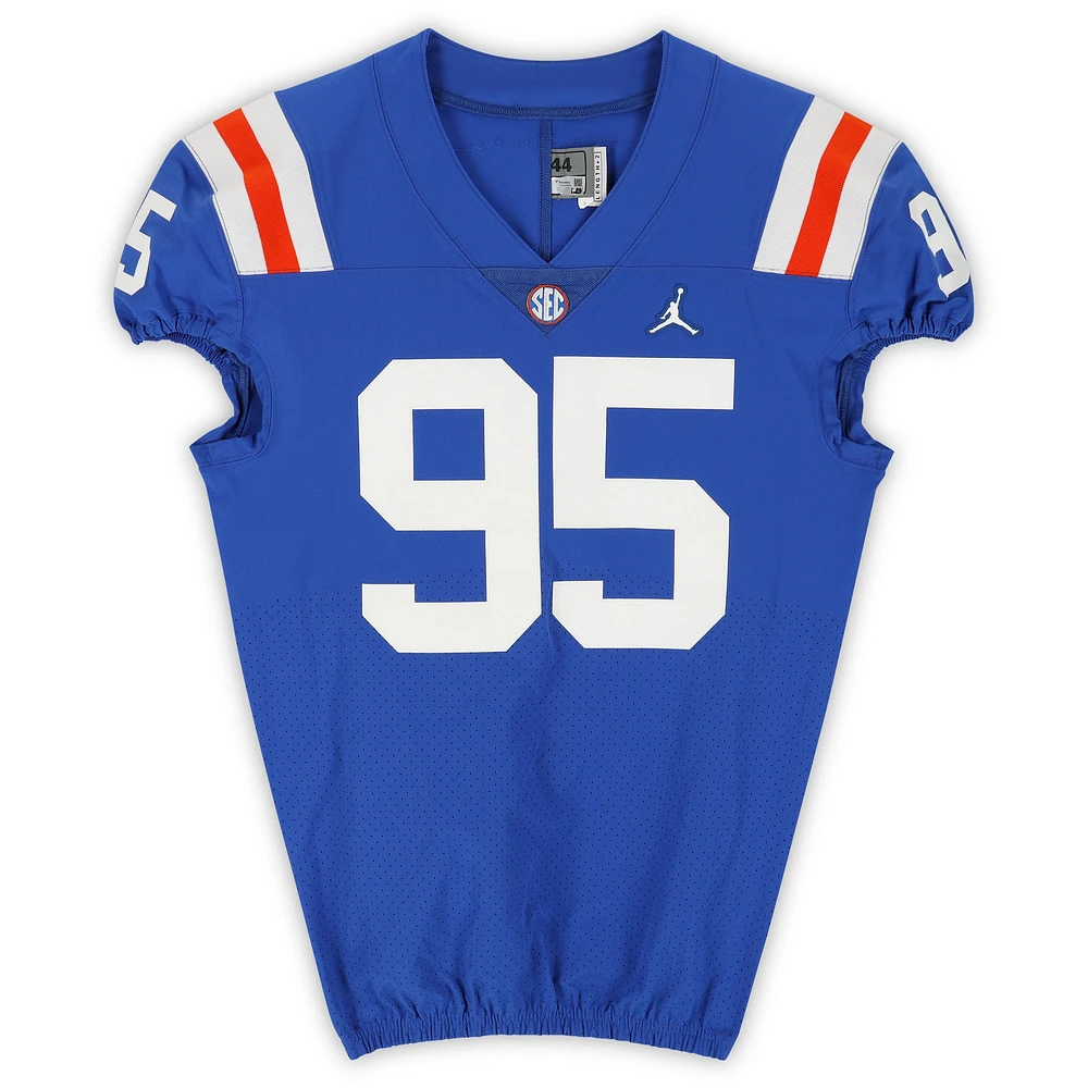 Florida Gators Team-Issued #95 Royal Throwback Jersey from the 2020-21 NCAA Football Seasons