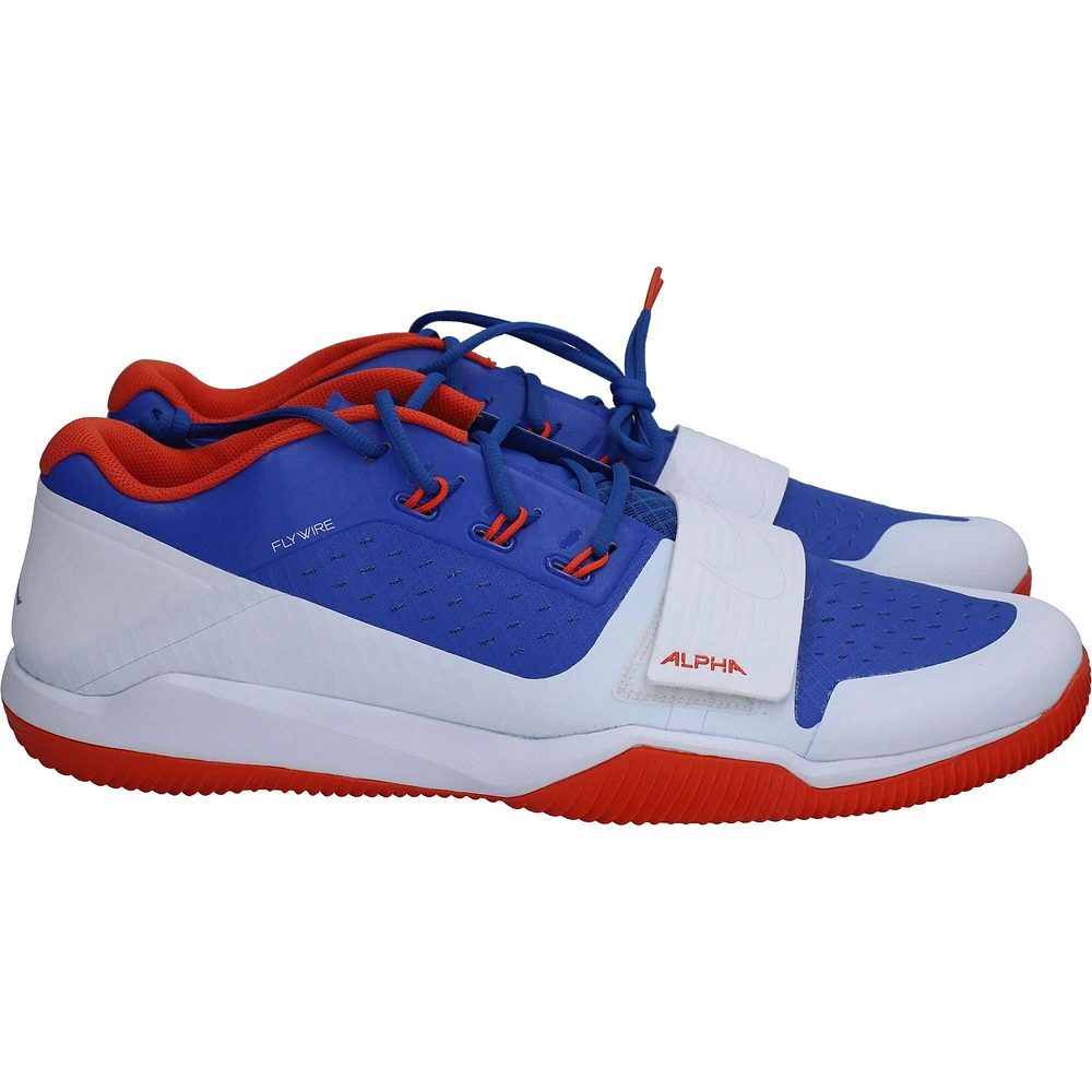 Florida Gators Team-Issued Royal/White Jordan Menace Turf Shoes from the 2020 NCAA Season