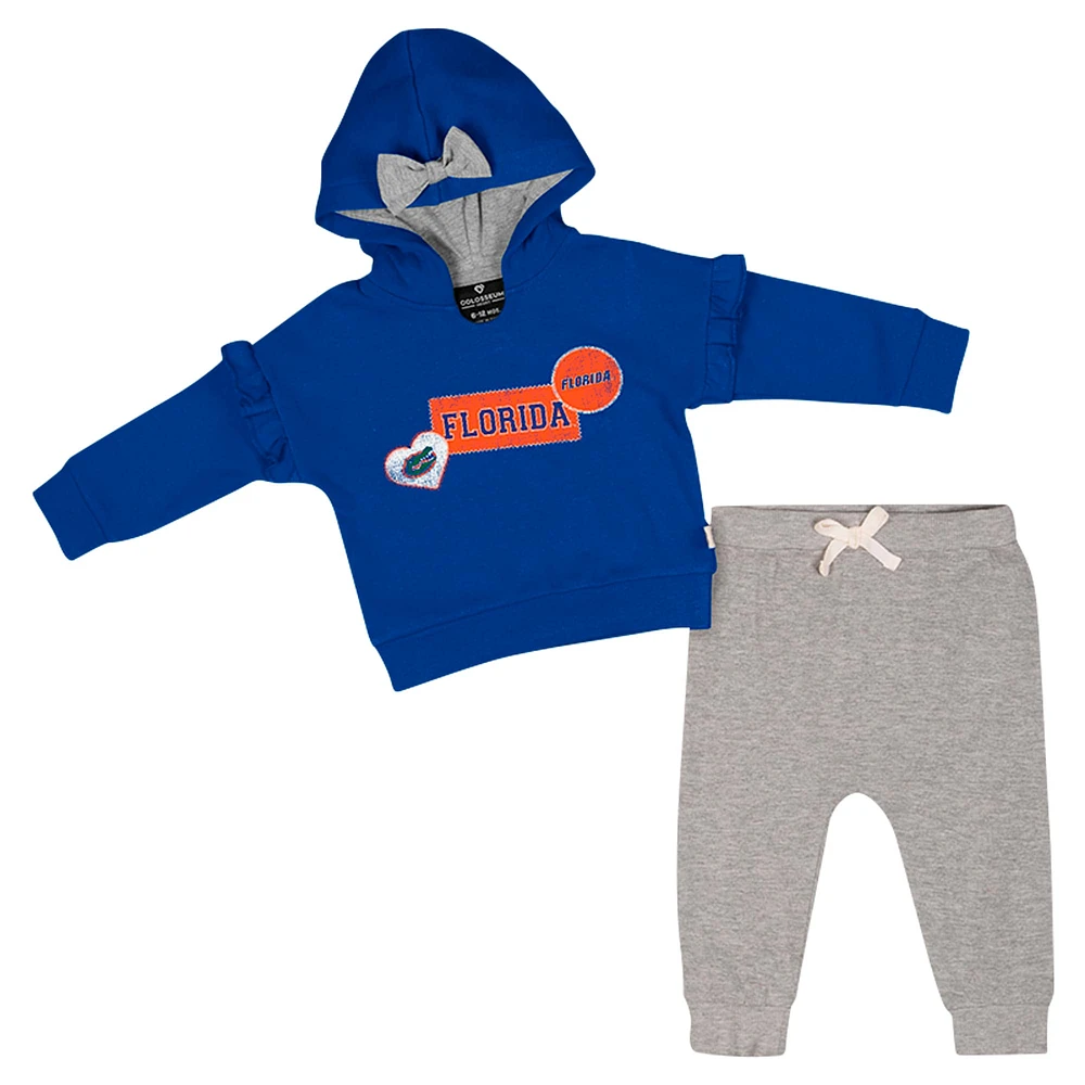 Ensemble sweat à capuche et pantalon en polaire pour bébé fille Colosseum Royal Florida Gators Patches