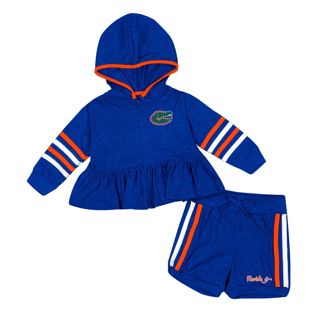 Girls Infant Colosseum Royal Florida Gators Spoonful Full-Zip Hoodie & Shorts Set