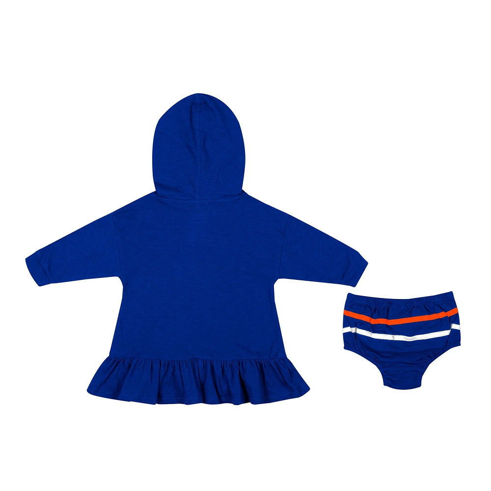 Girls Infant Colosseum Royal Florida Gators Winifred Ensemble robe et bloomer à capuche