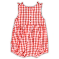 Girls Infant Garb Orange/White Florida Gators Teagan Gingham Ruffled Romper