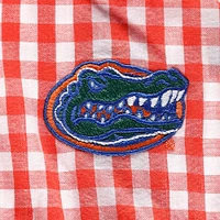 Girls Infant Garb Orange/White Florida Gators Teagan Gingham Ruffled Romper