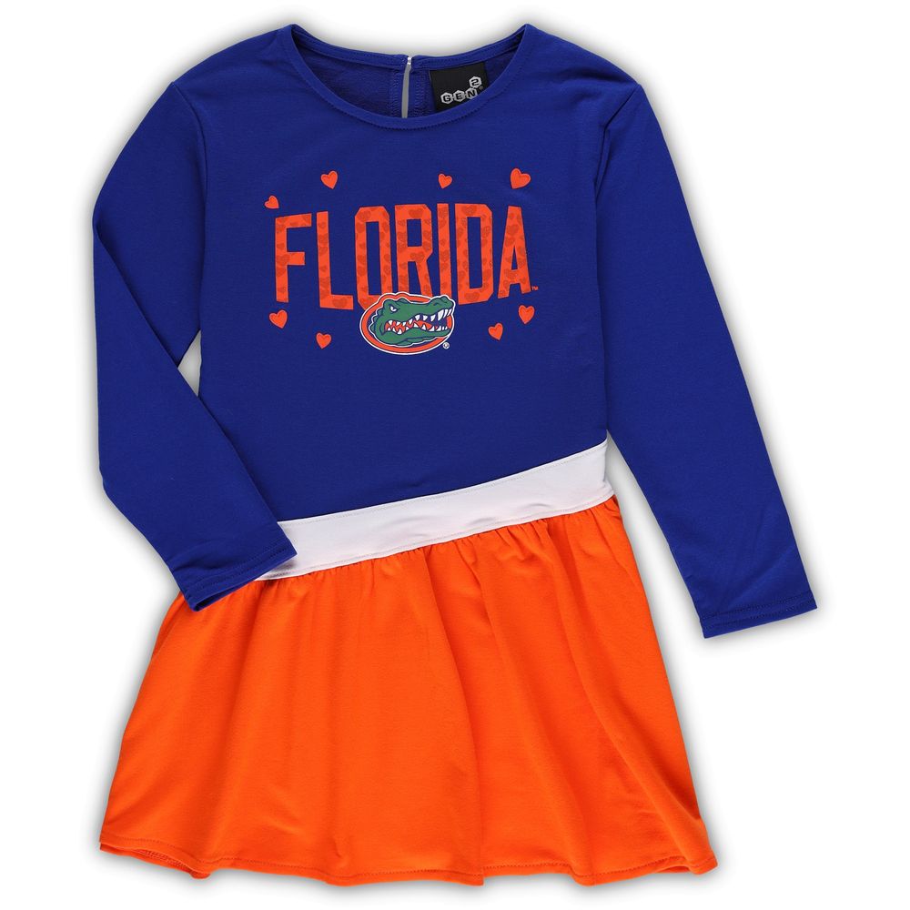 Girls Infant Royal/Orange Florida Gators Heart to French Terry Dress