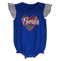 Girls Newborn & Infant Royal/Heather Gray Florida Gators All The Love Bodysuit Bib Booties Set