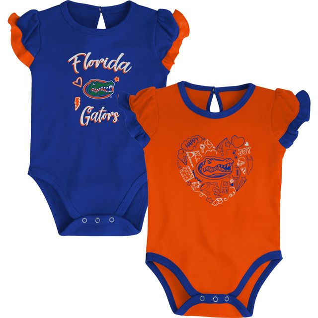 Ensemble body deux pièces pour filles, nouveau-né et nourrisson, Royal/Orange, Florida Gators Too Much Love