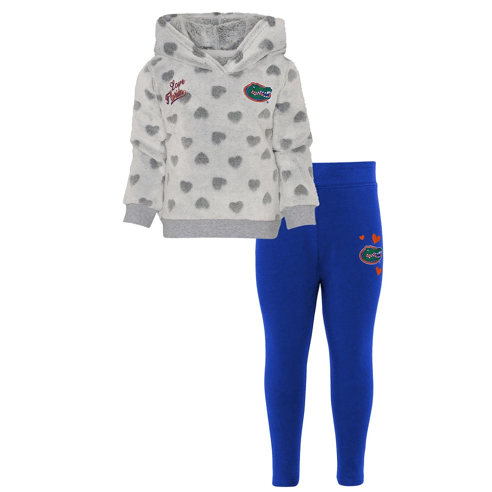 Girls Preschool Gray/Royal Florida Gators Heart to Hoodie & Leggings Set