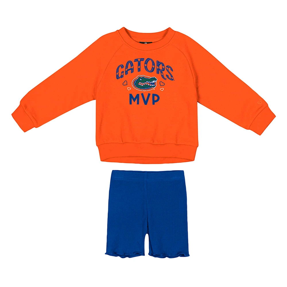 Ensemble sweat-shirt et short en polaire Beta pour fille Colosseum Orange/Royal Florida Gators