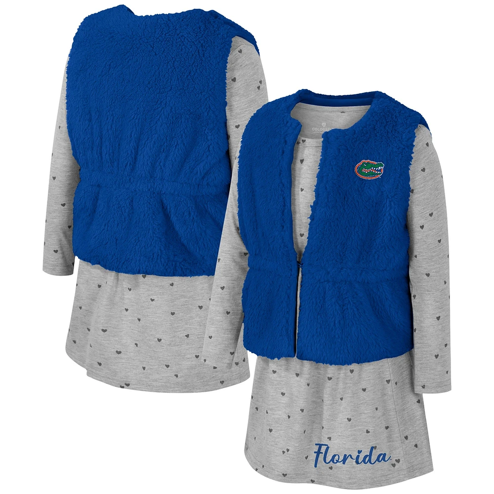 Girls Toddler Colosseum Royal Florida Gators Meowing Vest & Dress Set