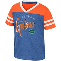 T-shirt d'été à col en V Colosseum Royal Florida Gators pour filles