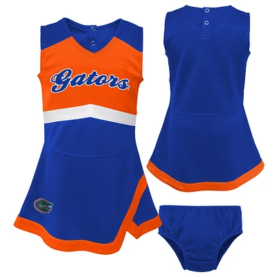 Girls Toddler Royal/Orange Florida Gators Deux pièces Cheer Captain Jumper Dress & Bloomer Set