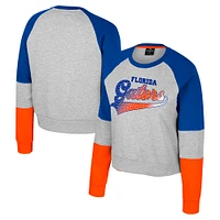 Girls Youth Colosseum Heather Gray Florida Gators Katinka Rhinestone Pullover Sweatshirt