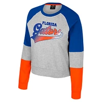 Girls Youth Colosseum Heather Gray Florida Gators Katinka Rhinestone Pullover Sweatshirt