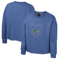 Girls Youth Colosseum Royal Florida Gators Audrey Washed Fleece Pullover Crewneck Sweatshirt