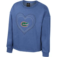 Girls Youth Colosseum Royal Florida Gators Audrey Washed Fleece Pullover Crewneck Sweatshirt