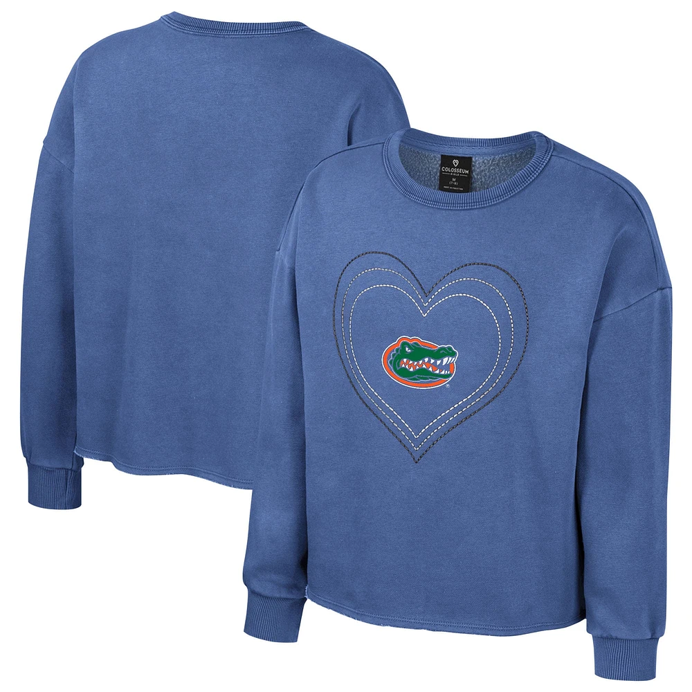 Girls Youth Colosseum Royal Florida Gators Audrey Washed Fleece Pullover Crewneck Sweatshirt