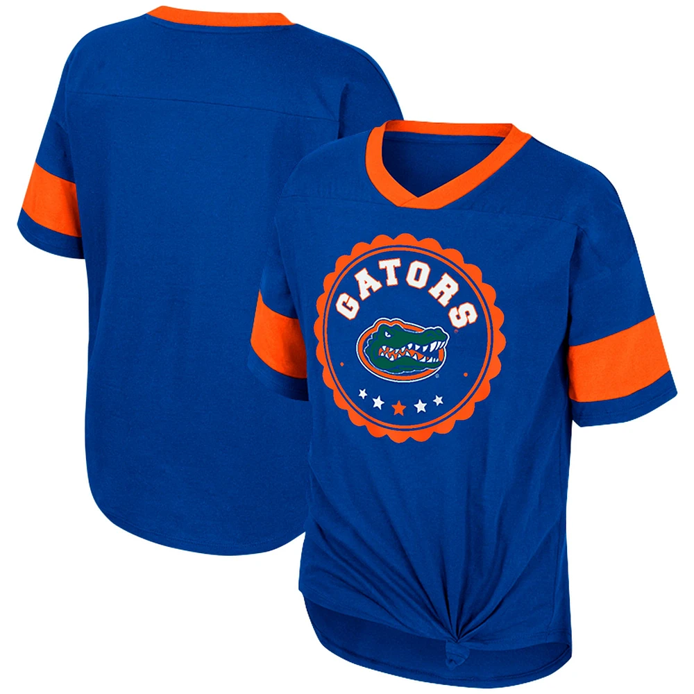 Girls Youth Colosseum Royal Florida Gators Tomika Tie-Front V-Neck T-Shirt