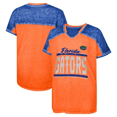 T-shirt à col en V Dolman blocs de couleurs pour jeunes filles des Royal Florida Gators, prêt tout
