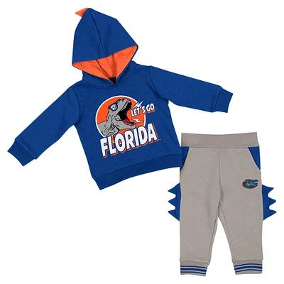 Ensemble sweat à capuche et pantalon Colosseum Royal/Gris Florida Gators Dino pour bébé