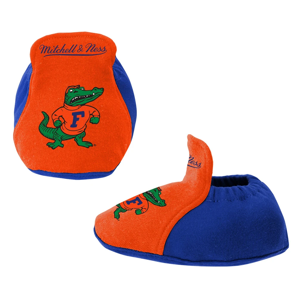 Infant Mitchell & Ness Royal/Orange Florida Gators 3-Pack Bodysuit, Bib and Bootie Set