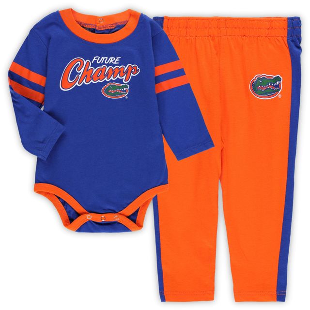 Ensemble body à manches longues et pantalon de survêtement pour bébé Royal/Orange Florida Gators Little Kicker