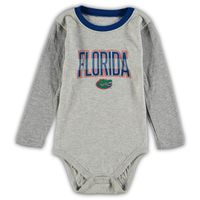 Infant Wes & Willy Heathered Gray/Royal Florida Gators Jie Long Sleeve Bodysuit Pants Set