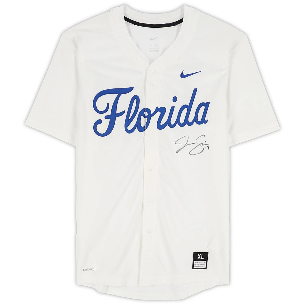 Jac Caglianone Florida Gators Autographed White Nike Replica Jersey 