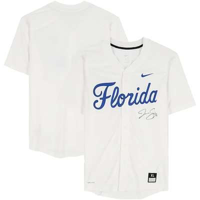 Jac Caglianone Florida Gators Autographed White Nike Replica Jersey 