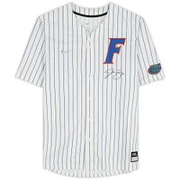 Jac Caglianone Florida Gators Autographed White Pinstripes Nike Replica Jersey 