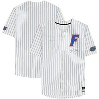Jac Caglianone Florida Gators Autographed White Pinstripes Nike Replica Jersey 