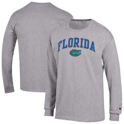 Men's Champion  Heather Gray Florida Gators Arched Logo Long Sleeve T-Shirt